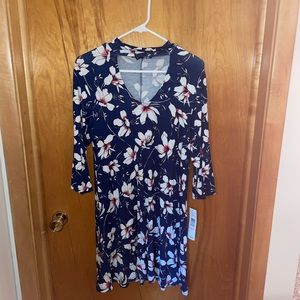 Navy Dress with Pink Flowers